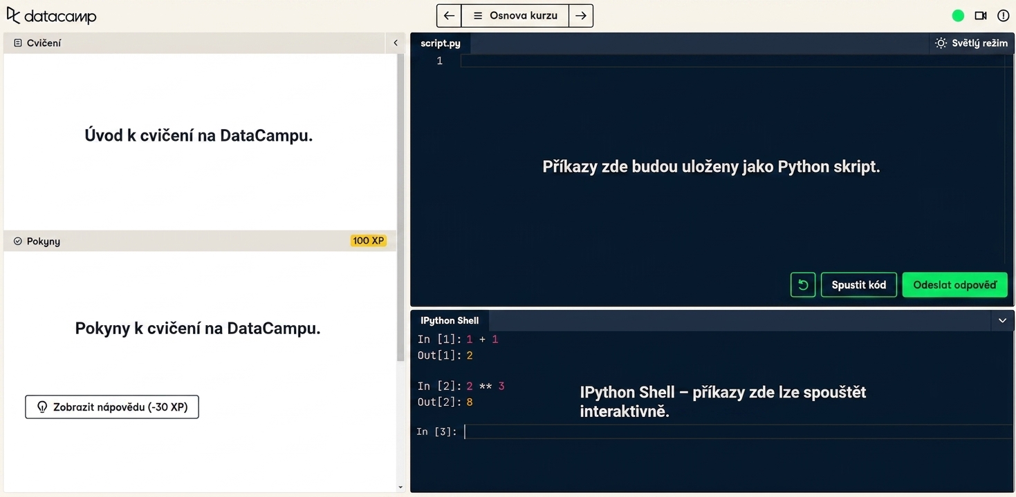 Snímek obrazovky DataCamp