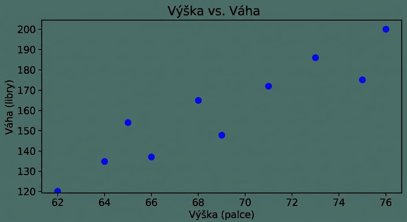 Bodový graf výšky vs. hmotnosti
