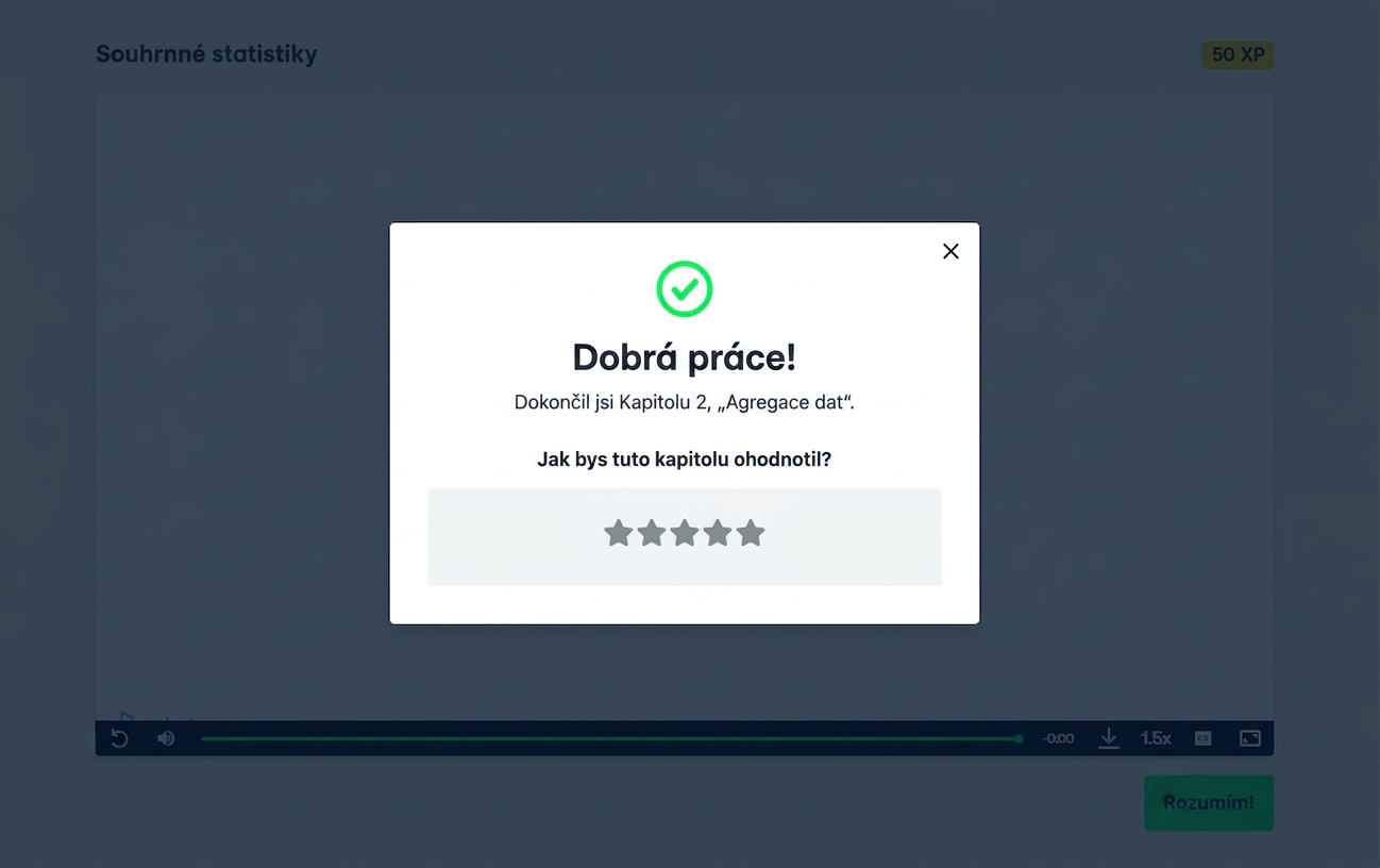 Hodnocení kapitoly na DataCamp