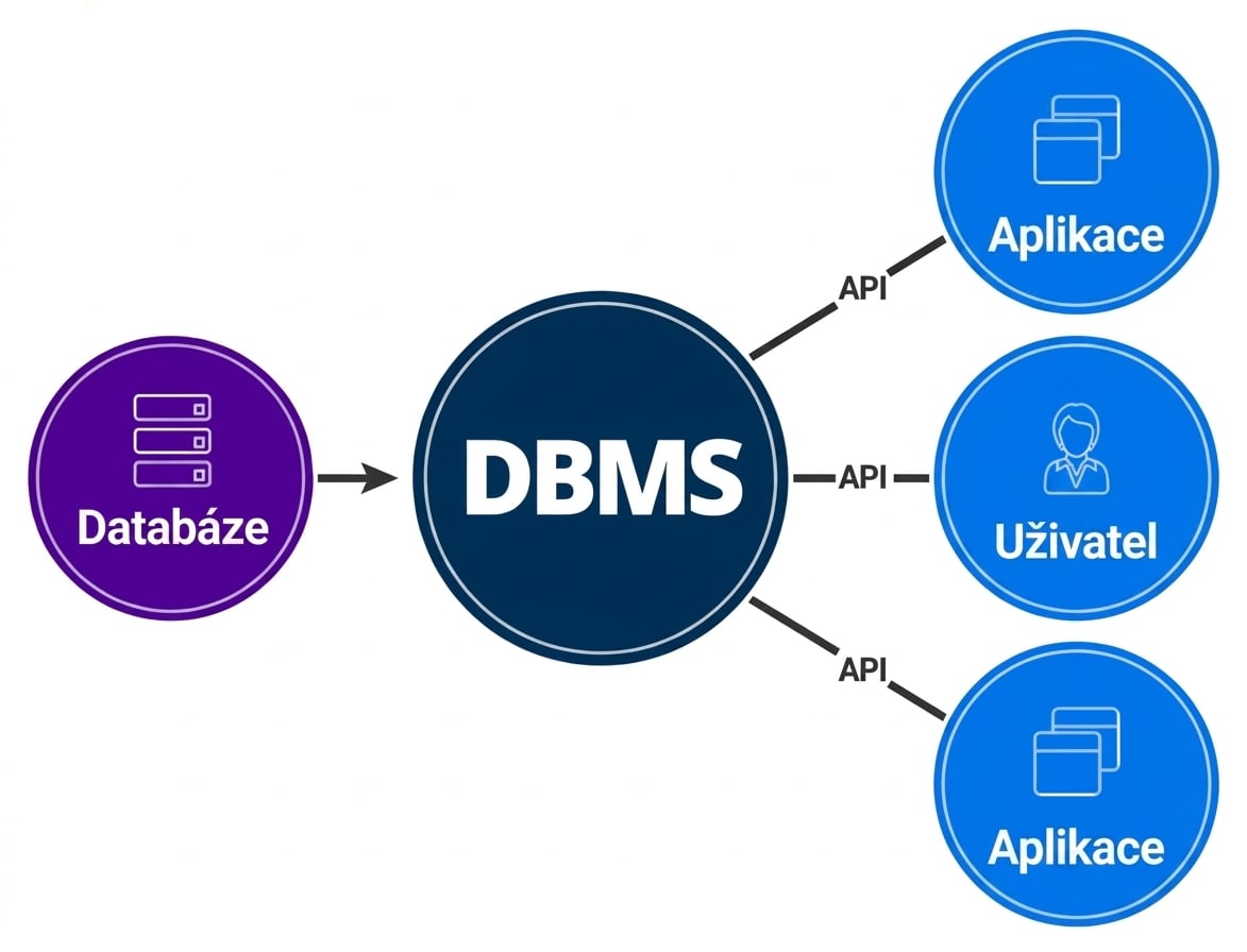 Diagram rozhraní DBMS mezi databází a koncovými uživateli