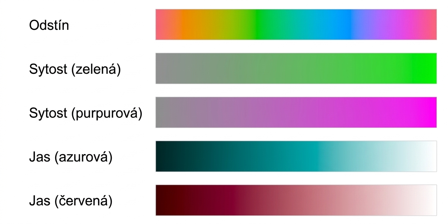 Vzorky barev hue, chroma a luminance