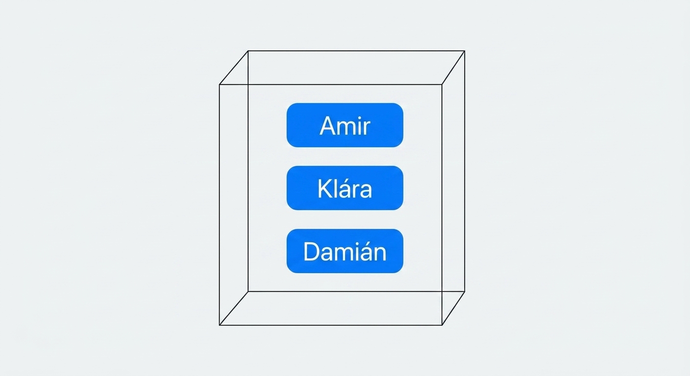 Krabice se jmény Amir, Claire, Damian