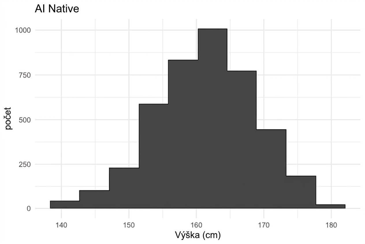 Histogram výšek žen