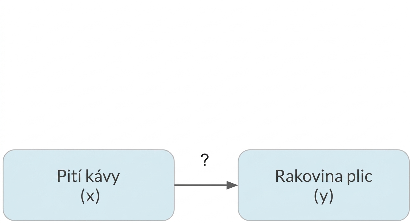 Pití kávy (x) ukazuje na rakovinu plic (y)