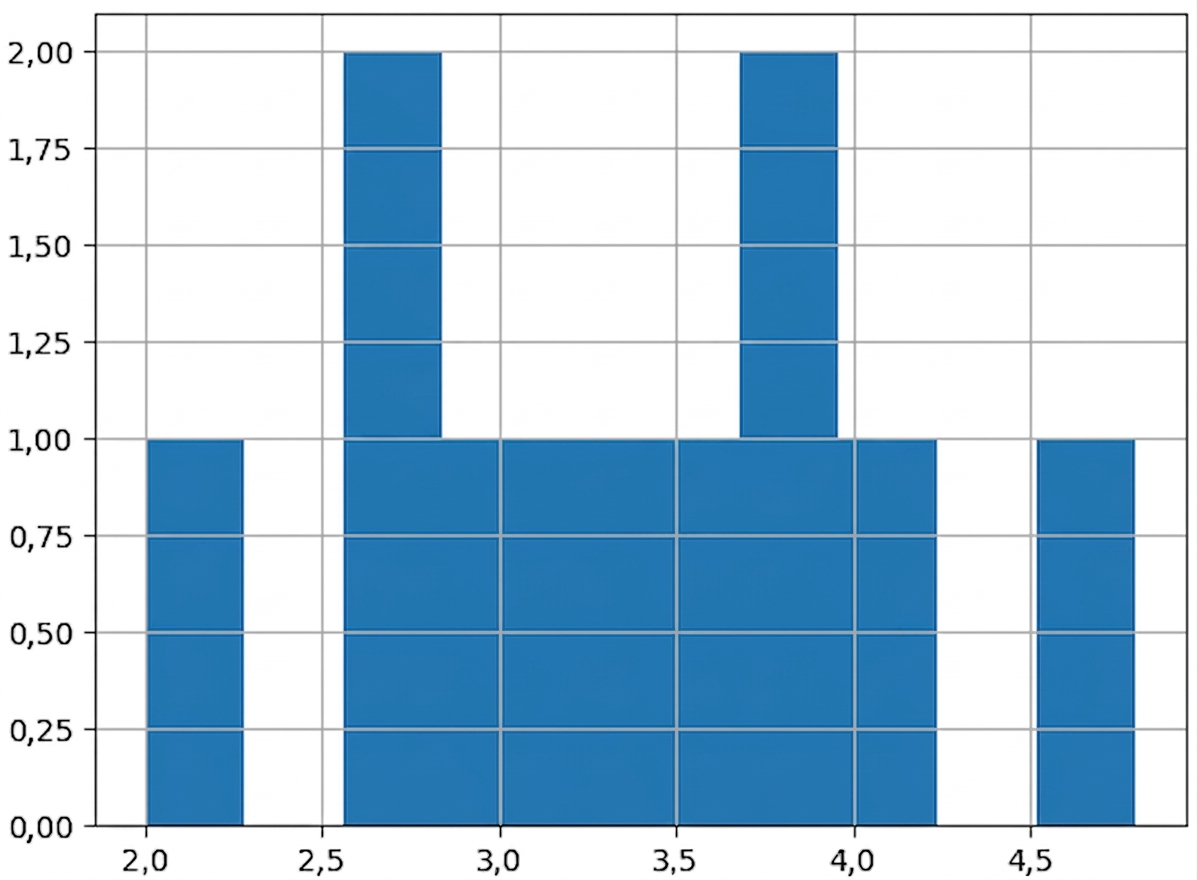 histogram 10 výběrových průměrů