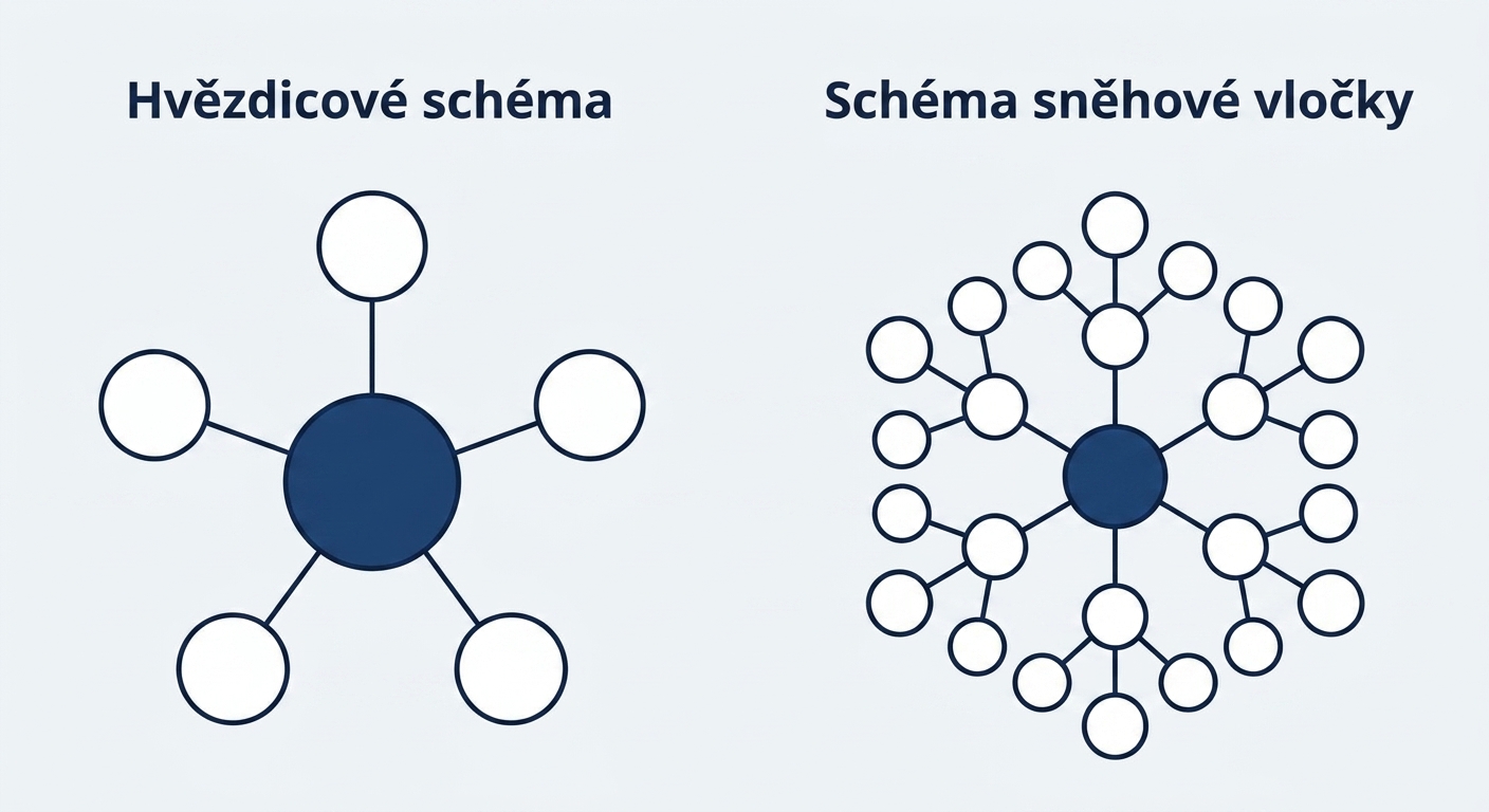 Diagram of a star schema and diagram of a snowflake schema