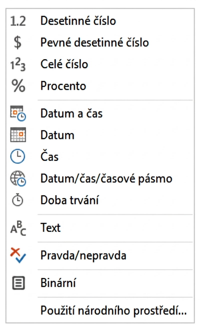 Datové typy v Power BI