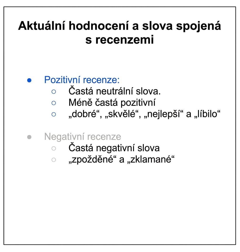 text s jedním odrážkou šedou a druhou modrou