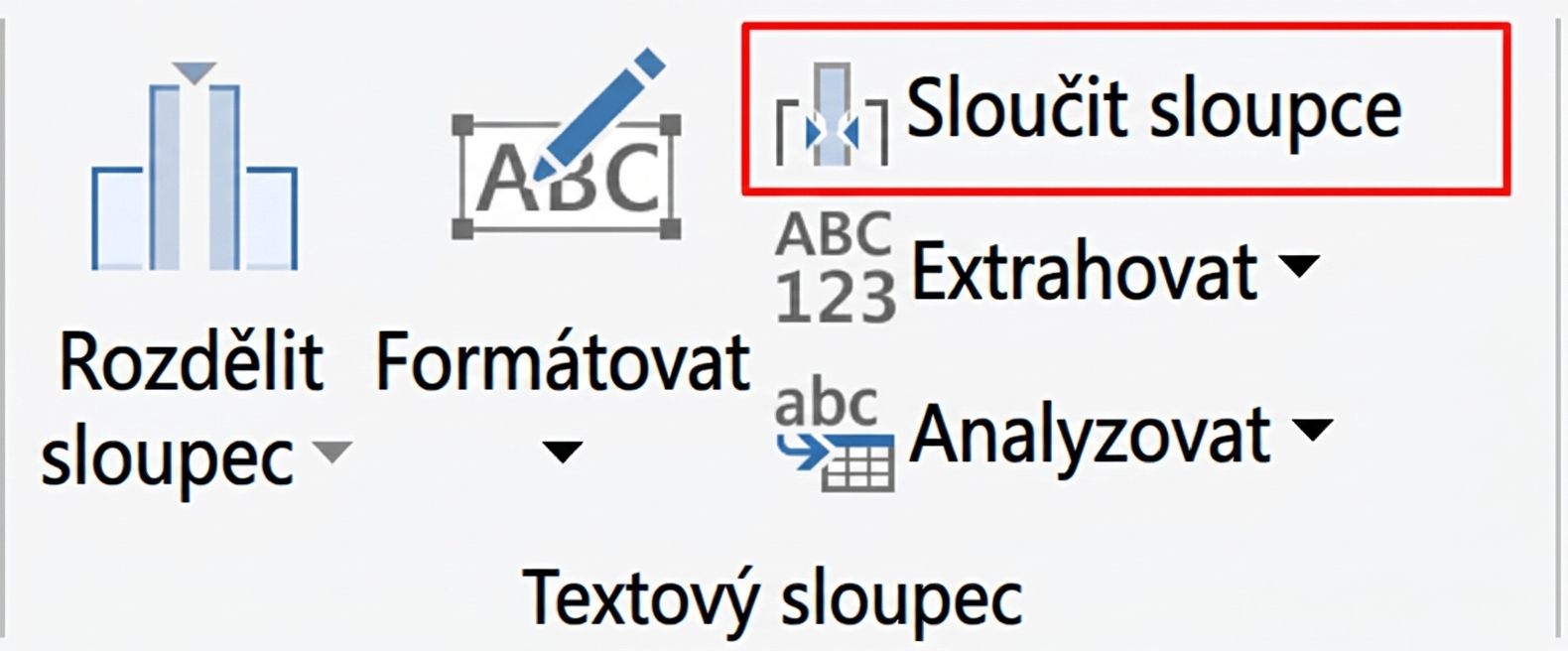 Snímek obrazovky Power Query zobrazující transformaci Sloučit sloupce