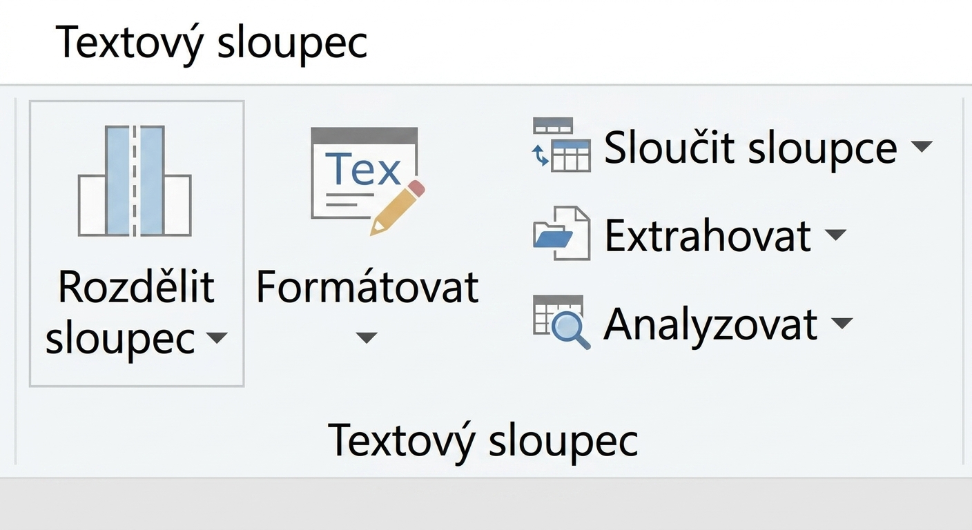 Snímek obrazovky rozhraní Power Query zobrazující možnosti transformace textu