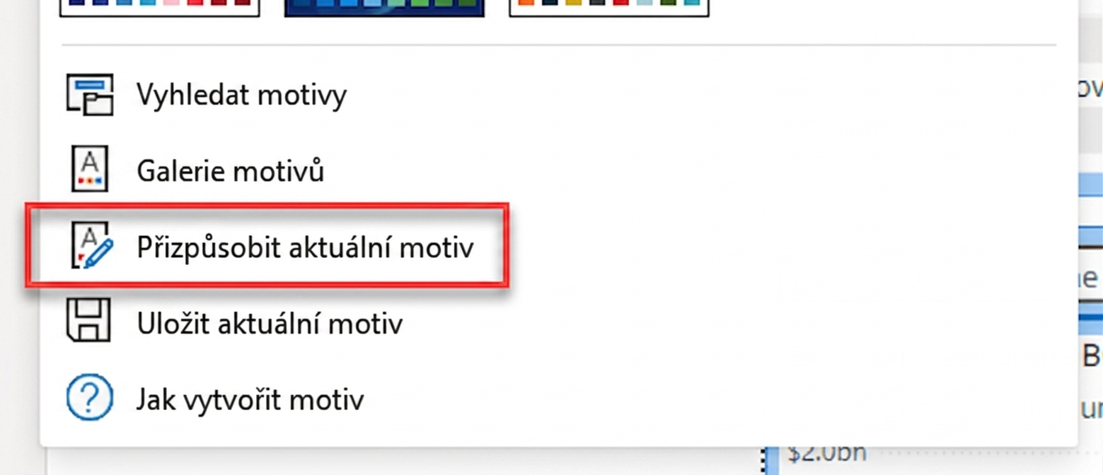 Přizpůsobení aktuálního motivu.