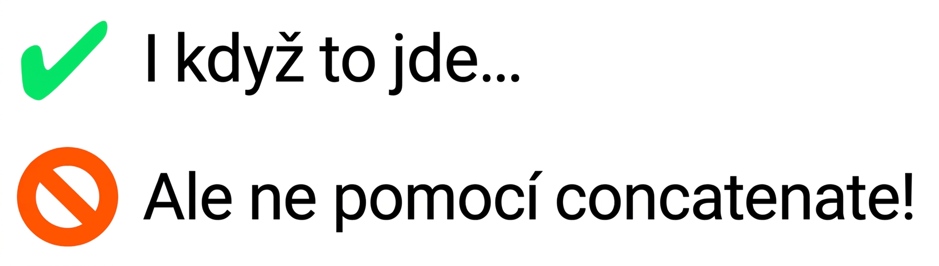 Grafické znázornění s upozorněním, že tuto operaci nelze provést pomocí np.concatenate()