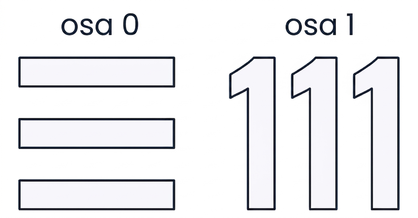 Grafika znázorňující, že číslo 1 vypadá jako sloupec