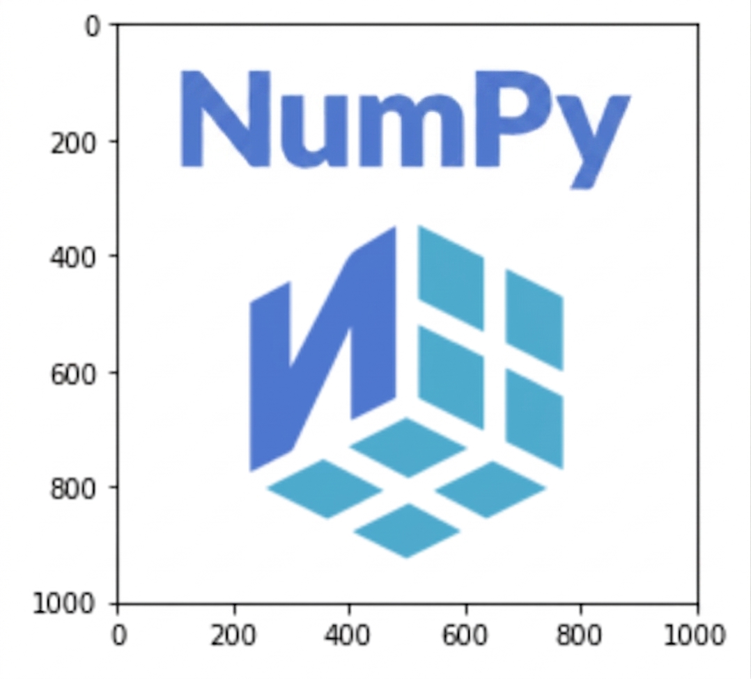 Logo NumPy s řádky pixelů v obráceném pořadí