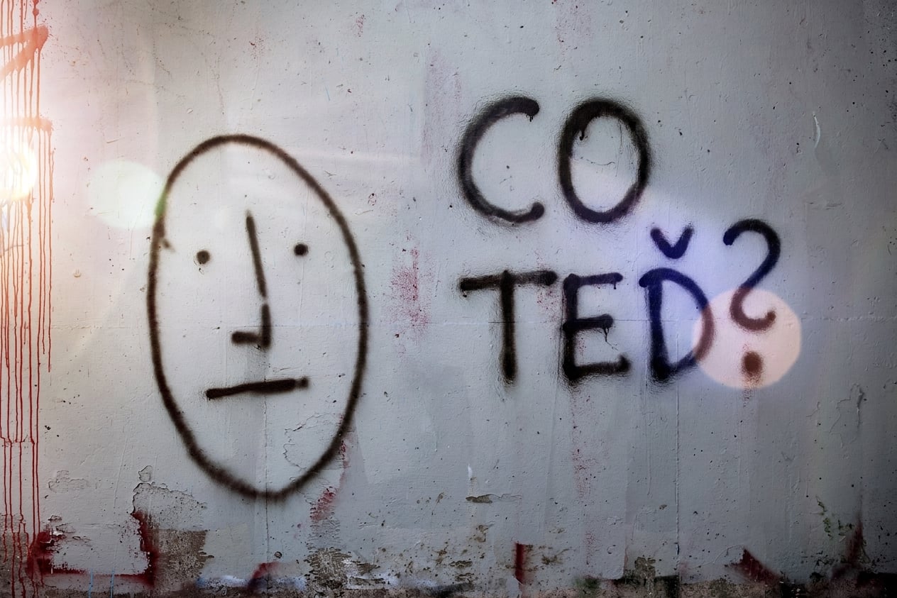 Graffiti na zdi s nápisem „co teď".jpg