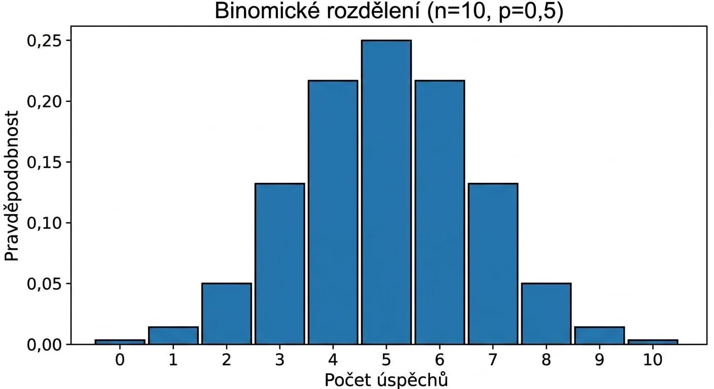 Graf binomického rozdělení pro n=10, p=0,5.png