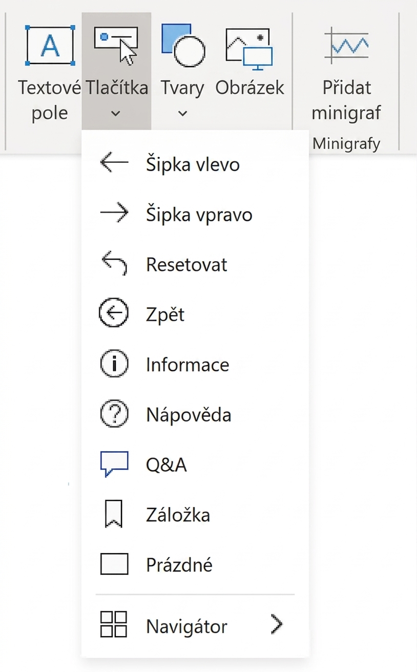 Nabídka tlačítek