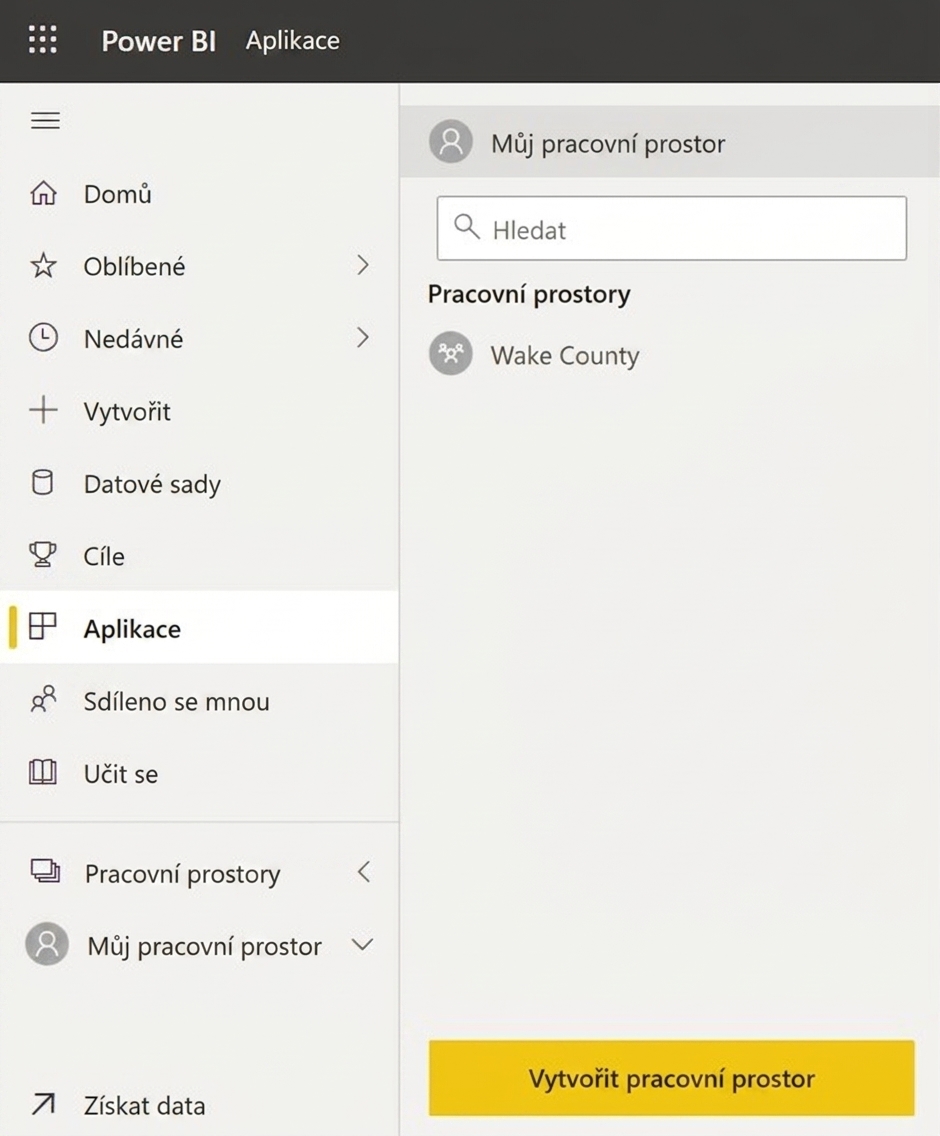Přehled dostupných pracovních prostorů uživatele