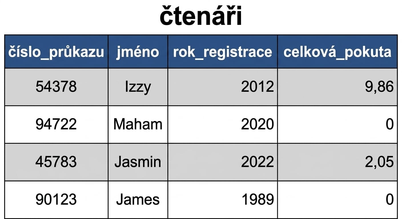 databázová tabulka patrons