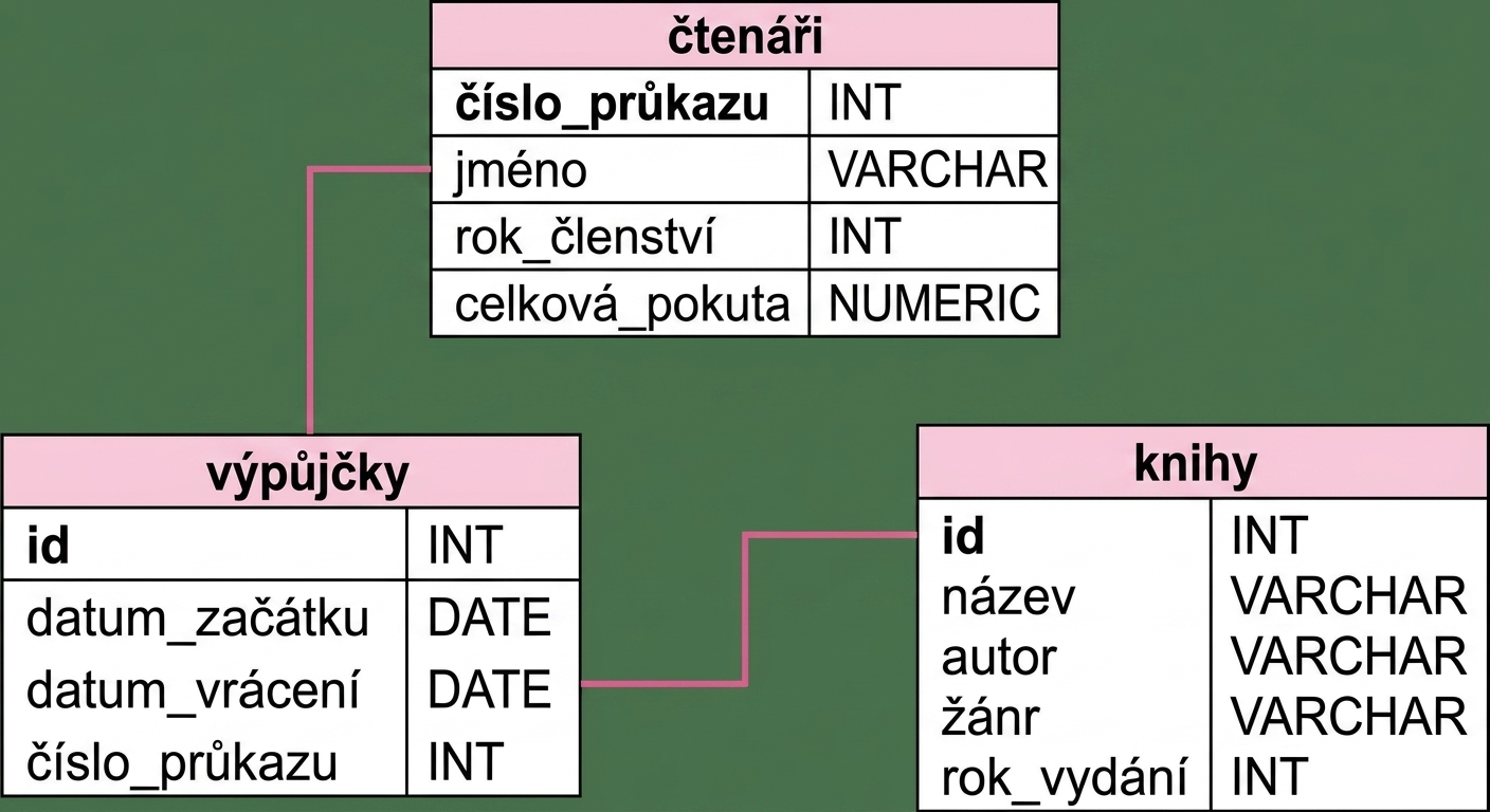 Výběr tabulky patrons pomocí FROM