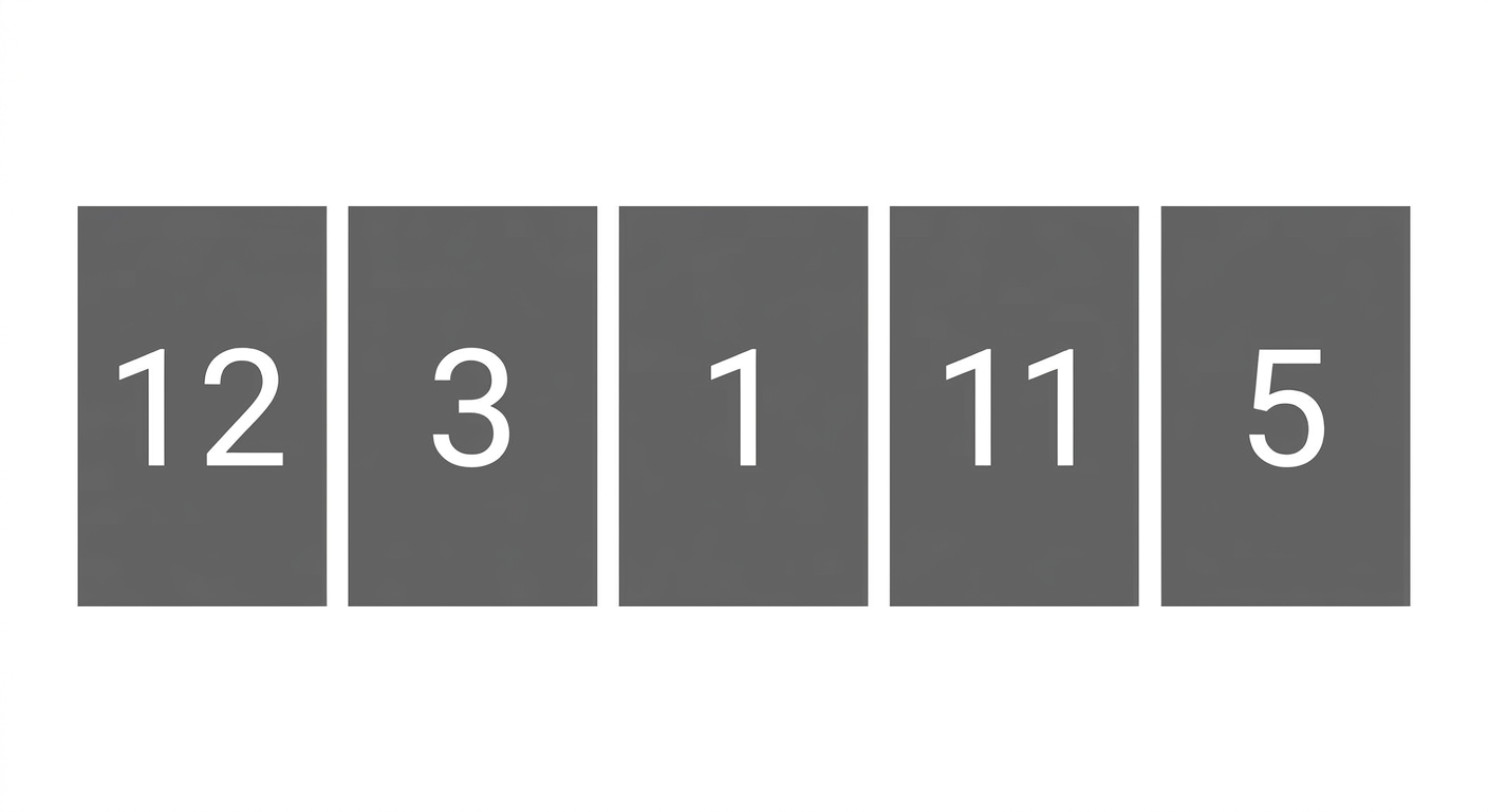 A schematic representation of a list with unordered numbers.