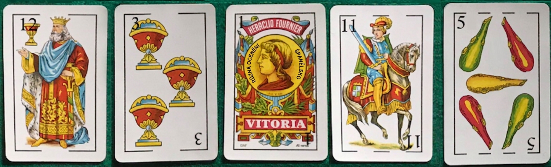 Image with some cards from a Spanish deck of cards.