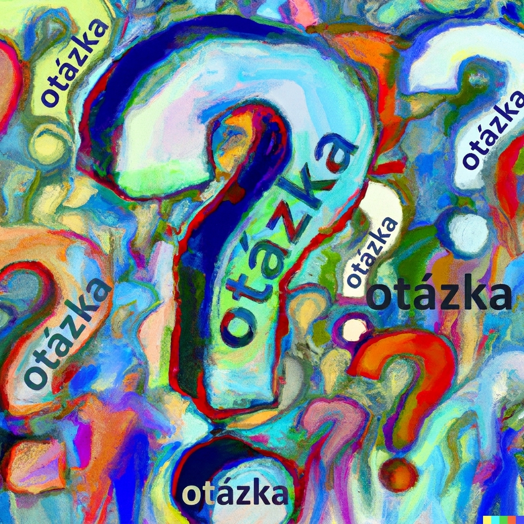 grafika zobrazuje mnoho barevných otazníků