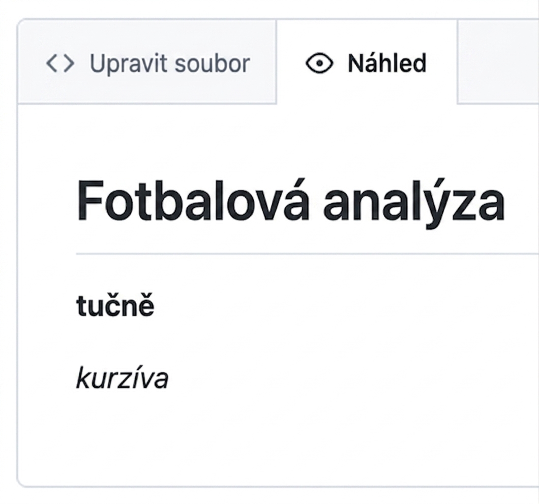 Zobrazení náhledové stránky souboru Markdown s tučným textem a kurzívou