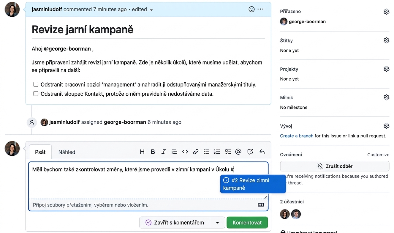 Zobrazení odkazování na jiný problém