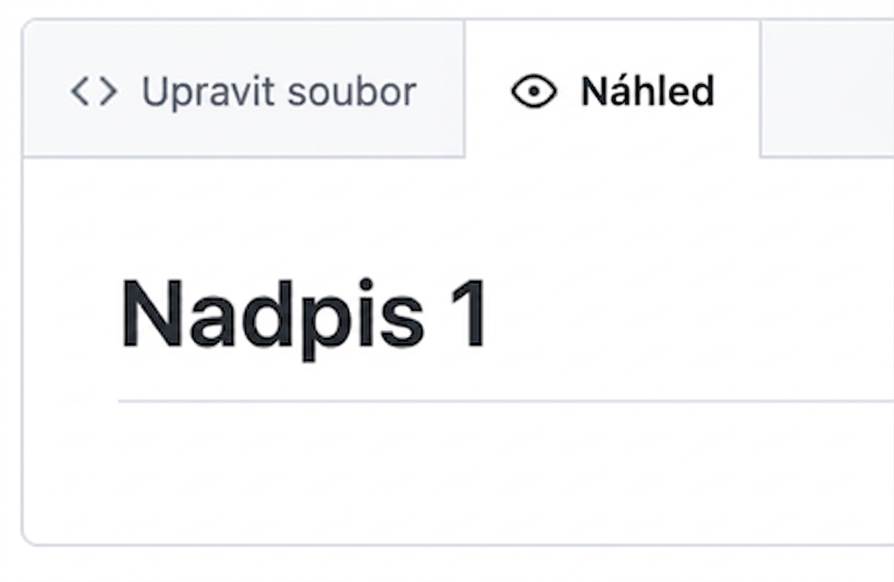 Zobrazení náhledové stránky souboru Markdown s největším nadpisem