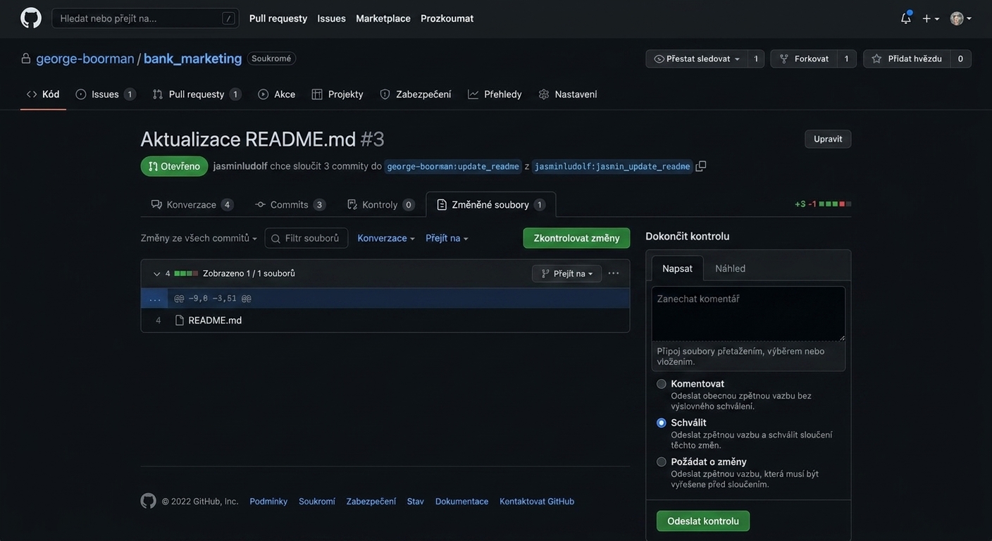 Pohled vlastníka na PR se zvýrazněnou možností Schválit