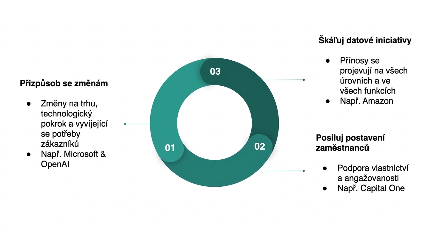 Diagram shrnující přínosy budování udržitelné datové kultury (4).