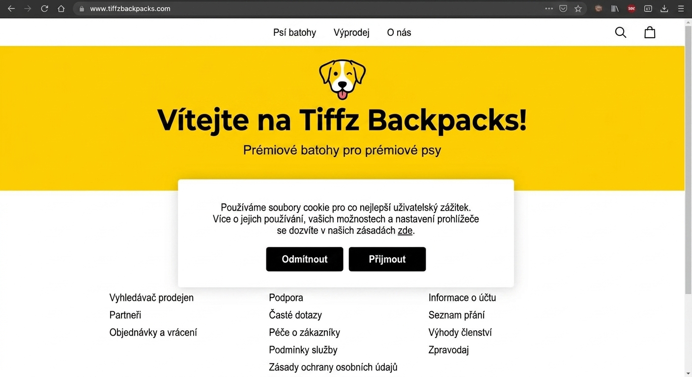 Tiffz backpacks landing page
