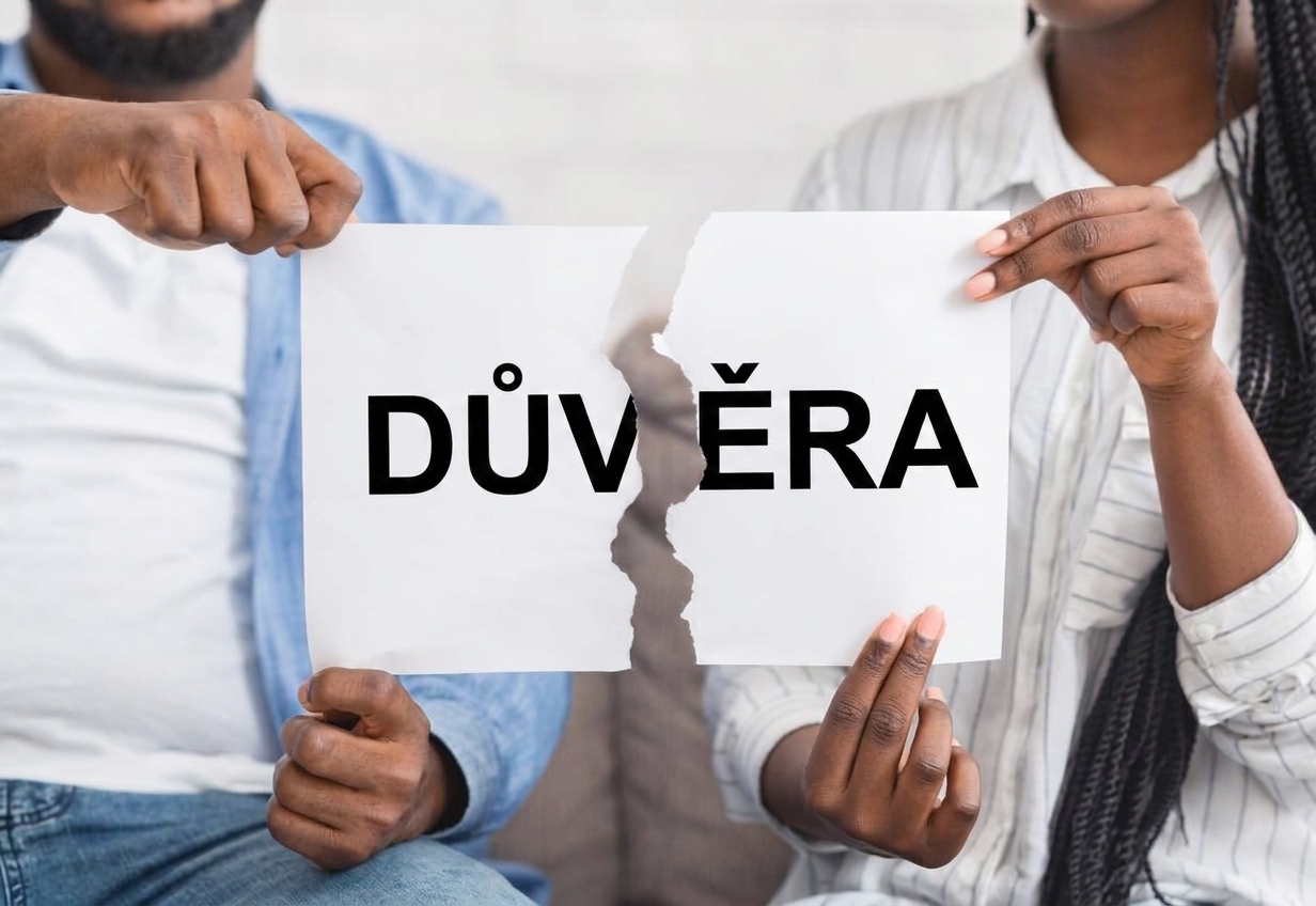 Trhání papíru s nápisem důvěra