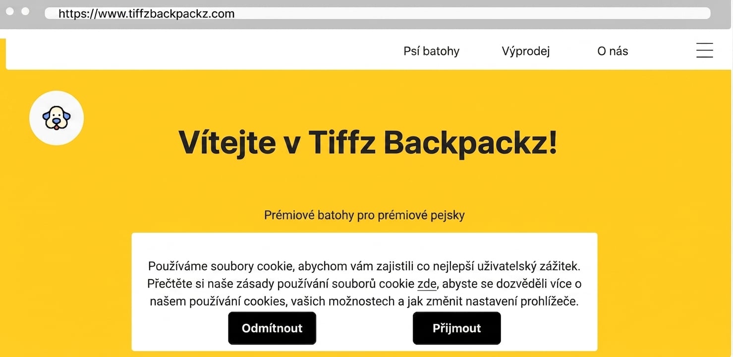 Webová stránka Tiffz Backpackz