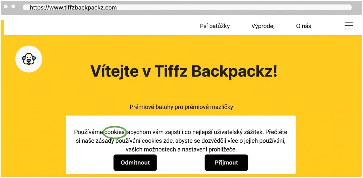 Cookies Tiffz Backpackz na úvodní stránce