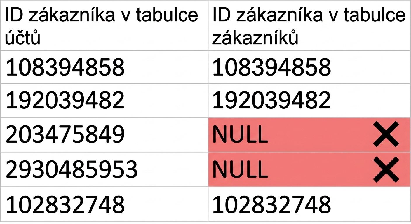 tabulka zobrazující pravidlo kvality dat konzistence
