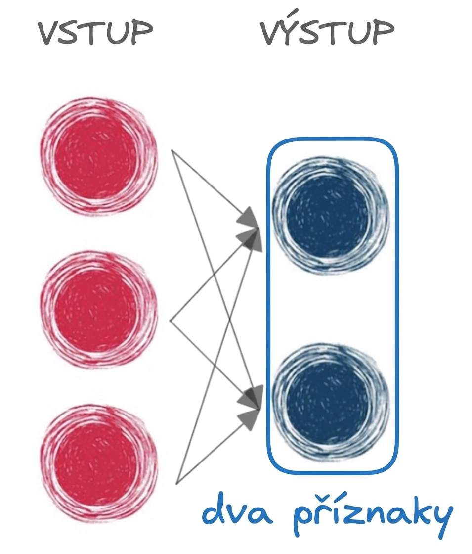 Diagram základní neuronové sítě pouze se vstupem a výstupem