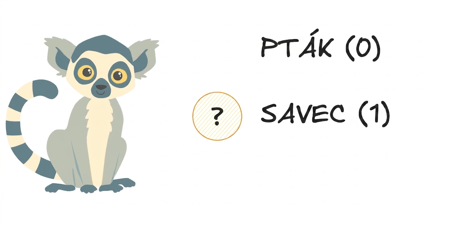 Lemur s možnostmi „pták" a savec