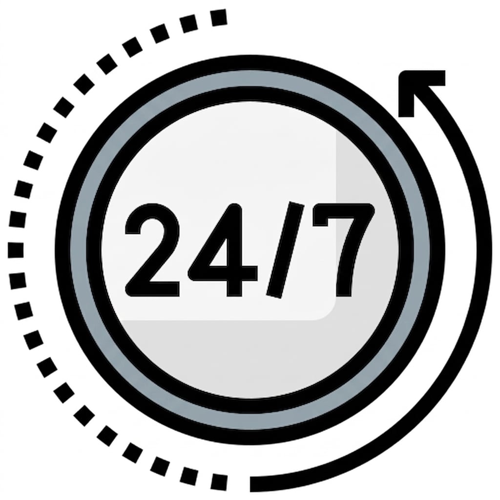 Ilustrace nepřetržité dostupnosti 24/7.