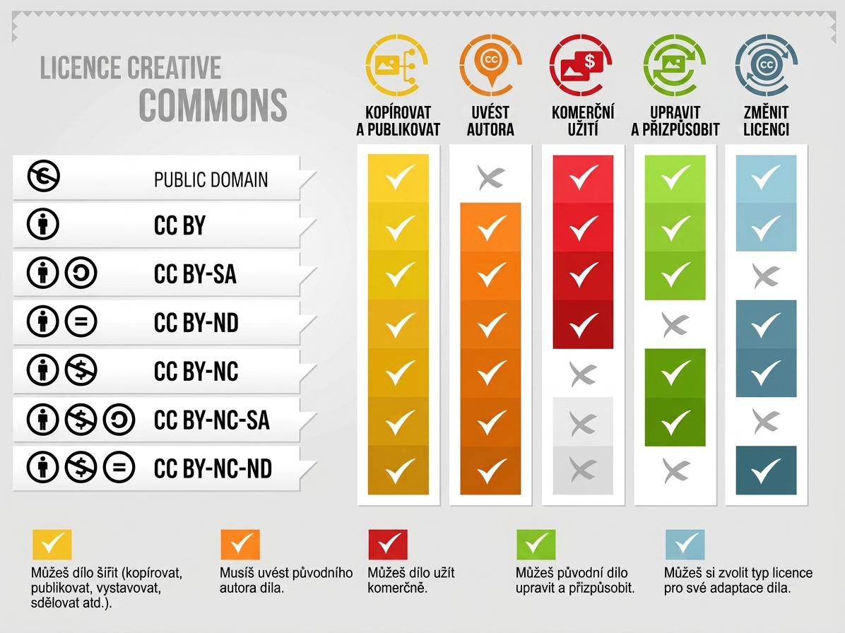 Ilustrace variant licencí CC