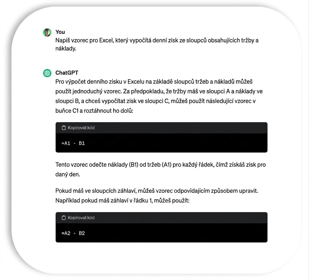Příklad generování kódu v Pythonu pro načtení tabulky Excel pomocí ChatGPT.