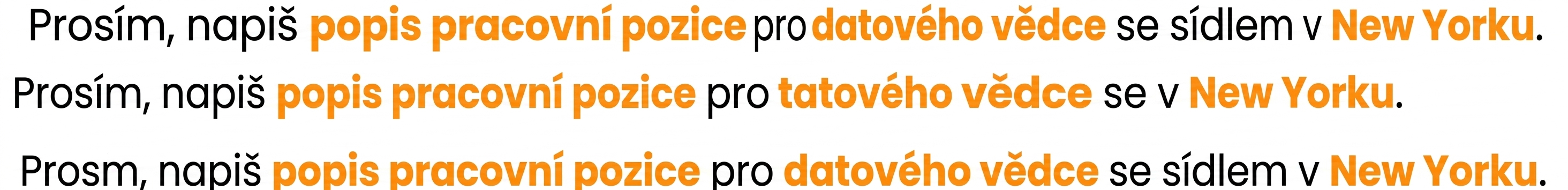 Jsou zvýrazněny výrazy job description, data scientist a New York – ChatGPT identifikuje téma promptu.