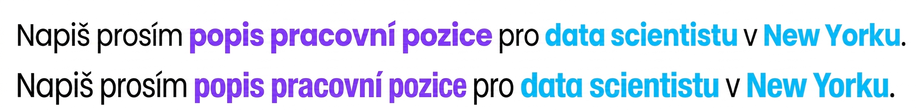 Je zvýrazněno sloveso write – ChatGPT začíná chápat prompt.