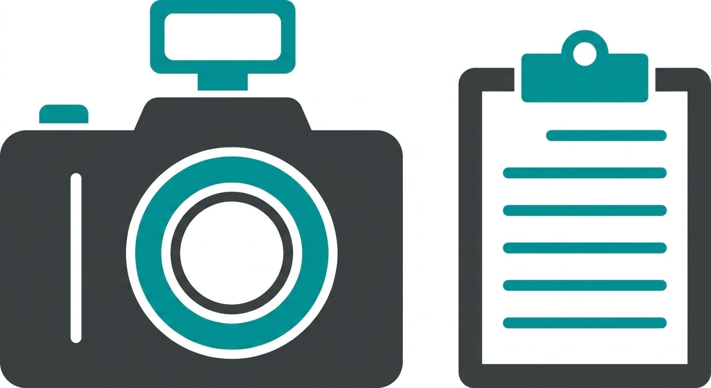 Ilustrace fotoaparátu a schránky jako příklad multimodálního LLM využívajícího text i obraz