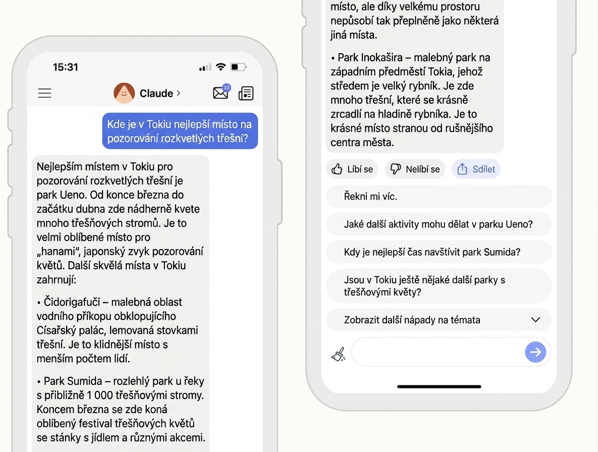 Snímek konverzace s chatbotem Claude od Anthropic