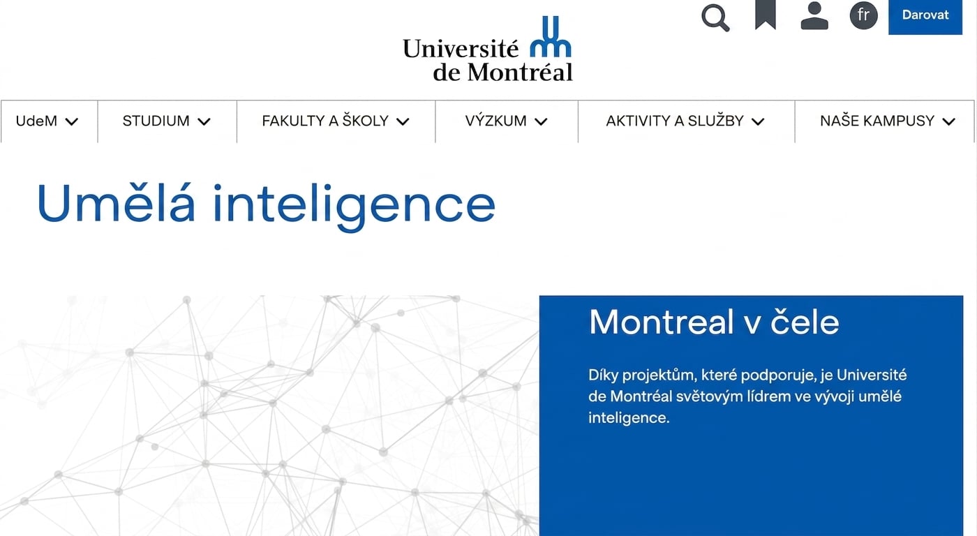 Domovská stránka centra AI Montrealské univerzity