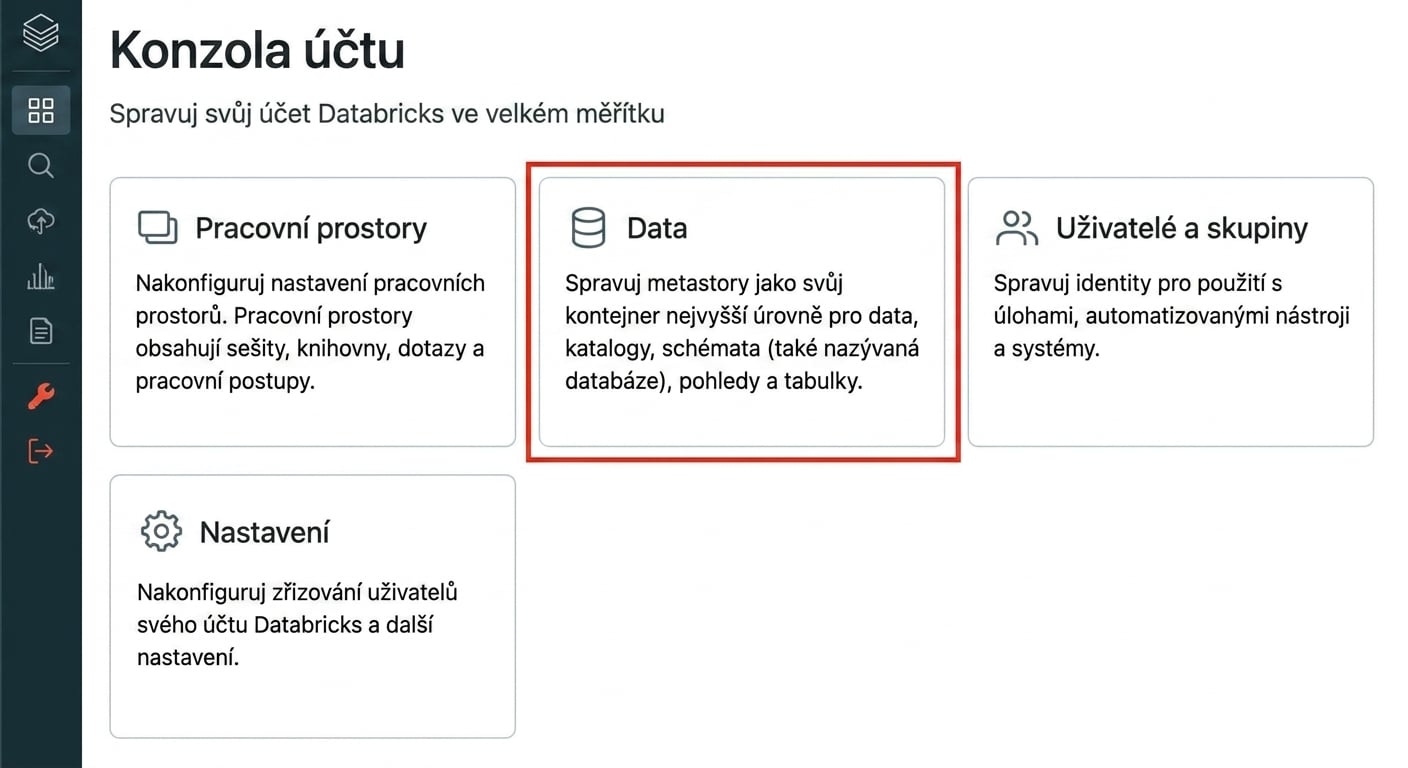 Data v konzoli účtu