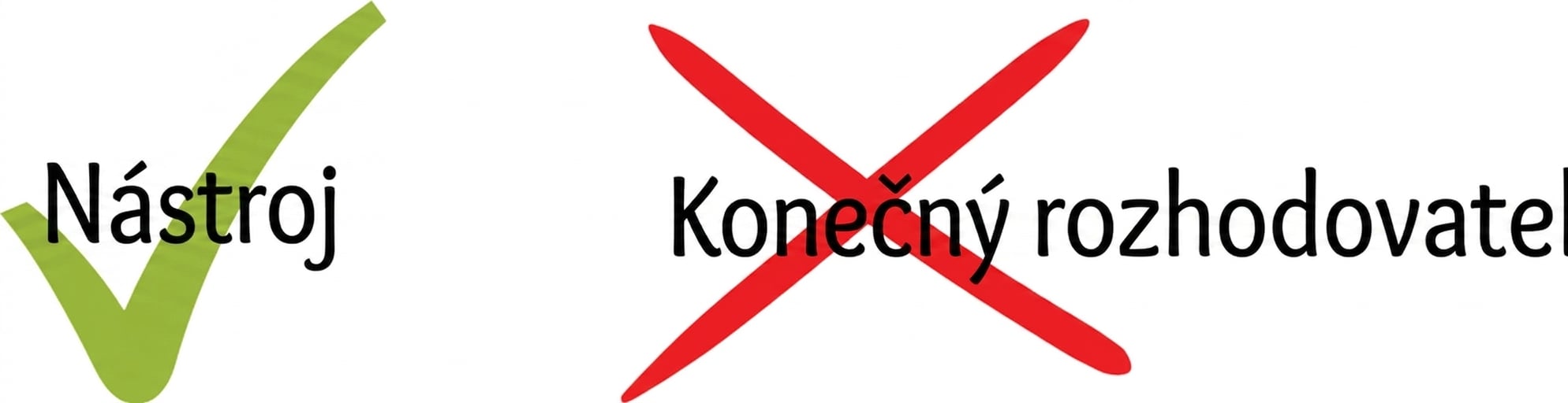 Ilustrace znázorňující, že AI je pouze nástroj, nikoli konečný rozhodovatel.
