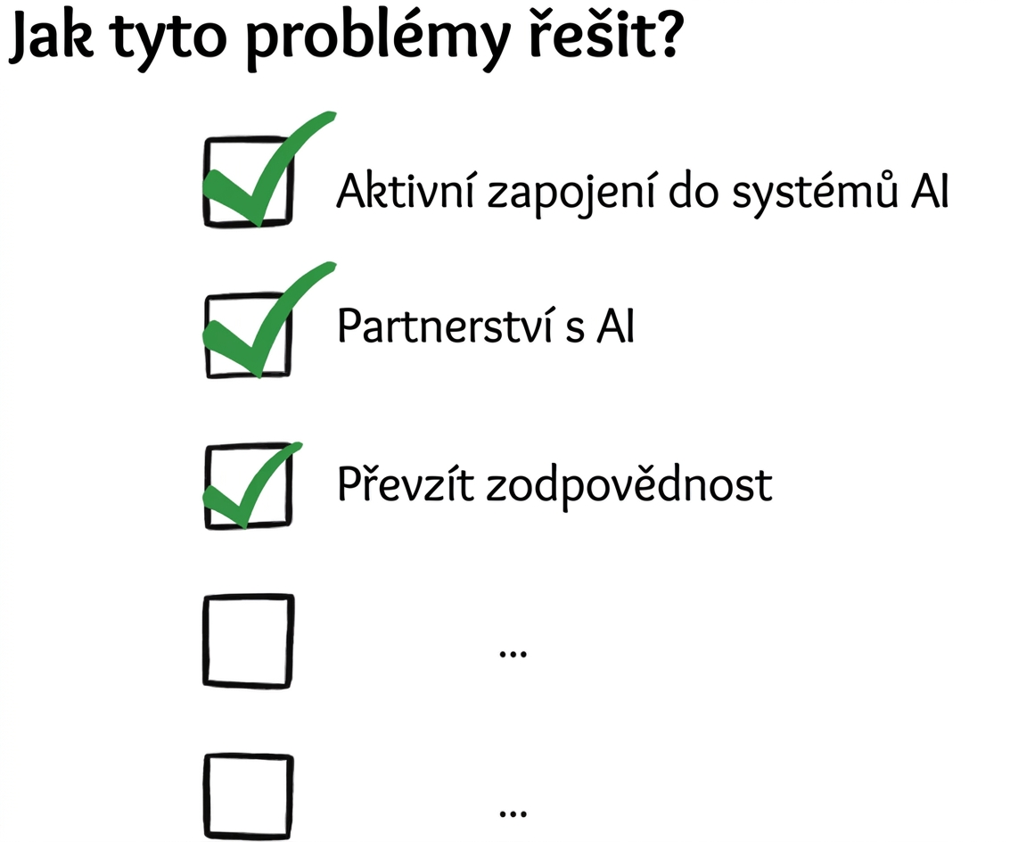 Kontrolní seznam s kroky pro řešení problémů se spravedlností.